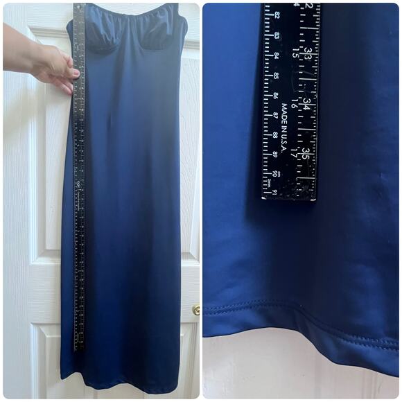 Danielle Bernstein Blue Milkmaid Adjustable Spaghetti Straps Dress Size Small - Picture 9 of 13
